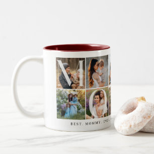 Moderne Mommy Collage, 10 Foto Grid, Geschenk für  Zweifarbige Tasse