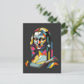 Moderne Mona Lisa im Bleiglasstil Postkarte (Stehend Vorderseite)