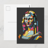 Moderne Mona Lisa im Bleiglasstil Postkarte (Vorne/Hinten)