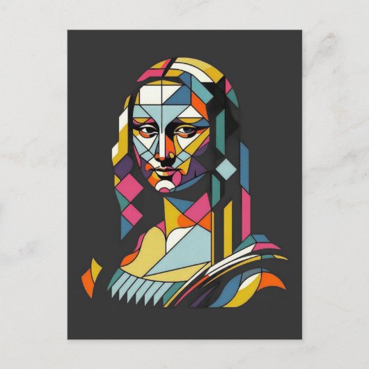 Moderne Mona Lisa im Bleiglasstil Postkarte (Vorderseite)