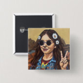 Moderne Mona Lisa Malerei - Da Vinci inspirierte K Button (Vorne & Hinten)