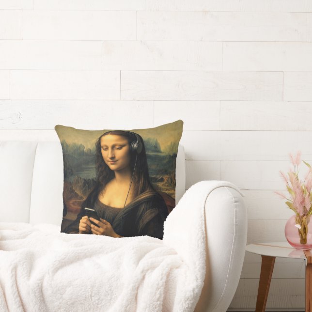 Moderne Mona Lisa mit Smartphone Kissen (Liege)