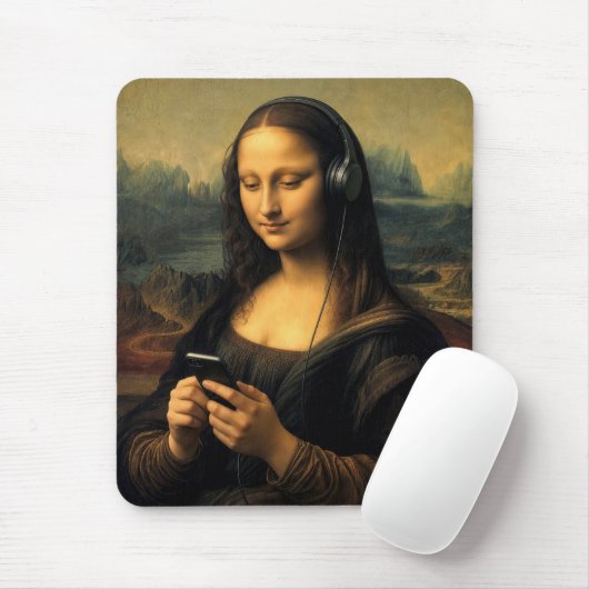 Moderne Mona Lisa mit Smartphone Mousepad (Mit Mouse)