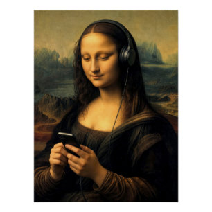 Moderne Mona Lisa mit Smartphone Poster