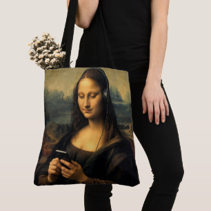 Moderne Mona Lisa mit Smartphone Tasche