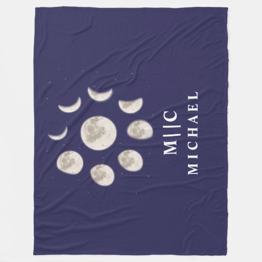 Moderne Mondphasen personalisiert Fleecedecke (Vorderseite)