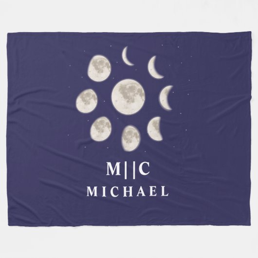 Moderne Mondphasen personalisiert Fleecedecke (Vorderseite (Horizontal))