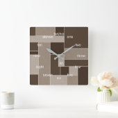 Moderne Mondrian-Neutrale Quadratische Wanduhr (Zuhause)