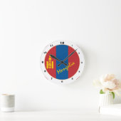 Moderne mongolische Flagge, mongolische Zuhause /  Runde Wanduhr (Zuhause)