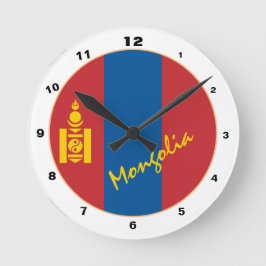 Moderne mongolische Flagge, mongolische Zuhause /  Runde Wanduhr