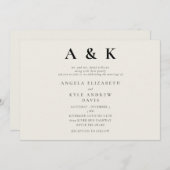 Moderne Mongram Beige Moderne Horizontale Hochzeit Einladung (Vorne/Hinten)