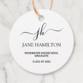 Moderne Mongram Graduate Kraft Geschenkanhänger (Rückseite)