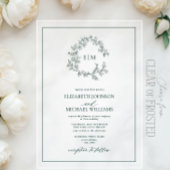 Moderne Mongram-Hochzeit des Smaragdgrünen Wappen Acryleinladungen