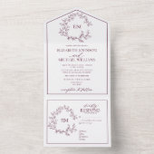 Moderne Mongram-Hochzeit des Wappen All In One Einladung (Innen Boden)