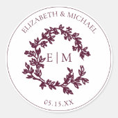 Moderne Mongram-Hochzeit des Wappen Runder Aufkleber (Vorderseite)