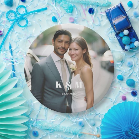 Moderne Mono-Foto-Hochzeit Pappteller (Party)