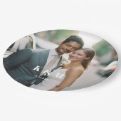 Moderne Mono-Foto-Hochzeit Pappteller (Schrägansicht)