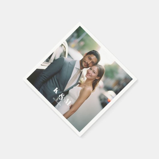 Moderne Mono-Foto-Hochzeit Serviette (Ecke)