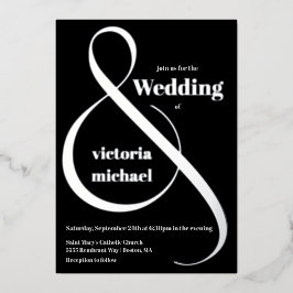 Moderne monochromatische Ampersand-Folie Einladung