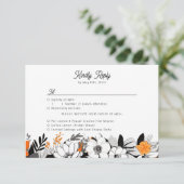 Moderne, monochrome Blume RSVP Karte (Stehend Vorderseite)