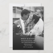 Moderne, monochrome Hochzeit des Fotos Einladung (Vorderseite)