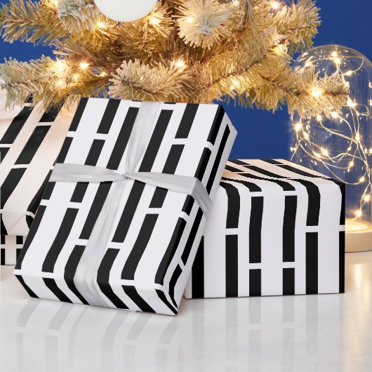 Moderne monochrome Schwarz-Weiß-Matrix Geschenkpapier (Feiertage)