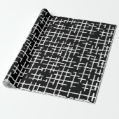Moderne monochrome schwarze abstrakte Gitterstrukt Geschenkpapier (Ungerollt)
