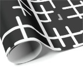 Moderne monochrome schwarze abstrakte Gitterstrukt Geschenkpapier (Rolleneckpunkt)