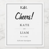 Moderne Monogram Ampersand Personalisierte Hochzei Weinetikett (Einzelnes Label)