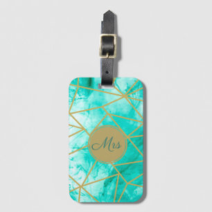 Moderne Monogram Aqua Gepäckanhänger