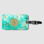 Moderne Monogram Aqua Gepäckanhänger (Vorderseite (Horizontal))