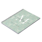 Moderne Monogram Aquamarine botanische Blätter Gir Notizblock (Linke Seite)