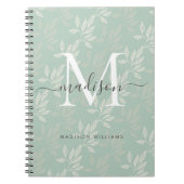 Moderne Monogram Aquamarine botanische Blätter Gir Notizblock (Vorderseite)