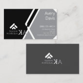 Moderne Monogram Architecture Bold Black & Gray Visitenkarte (Vorne/Hinten)