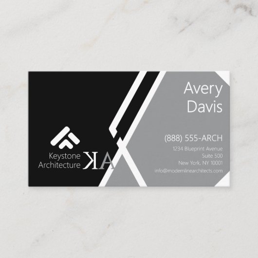 Moderne Monogram Architecture Bold Black & Gray Visitenkarte (Vorderseite)