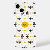 Moderne Monogram Bee Muster Gelbe Honeycomb Chic Case-Mate iPhone Hülle (Rückseite)