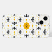 Moderne Monogram Bee Muster Gelbe Honeycomb Chic Case-Mate iPhone Hülle (Rückseite (Horizontal))