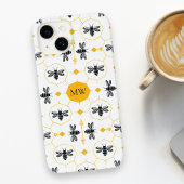 Moderne Monogram Bee Muster Gelbe Honeycomb Chic iPhone Hülle
