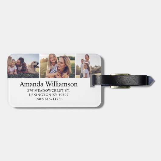 Moderne Monogram-benutzerdefinierte FamilienfotoCo Gepäckanhänger (Rückseite horizontal)