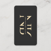 Moderne Monogram Berufliche Initials Black Gold Visitenkarte (Vorderseite)