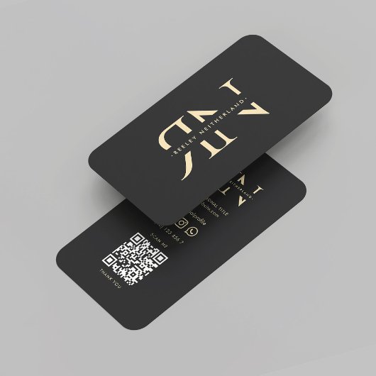 Moderne Monogram Berufliche Initials Black Gold Visitenkarte