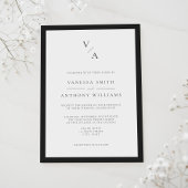 Moderne Monogram Black and White Border Wedding Einladung