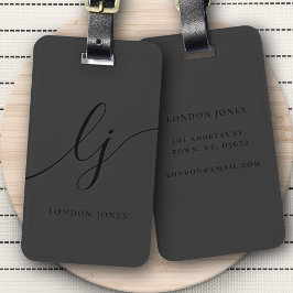 Moderne Monogram Black Calligraphy Elegante Script Gepäckanhänger