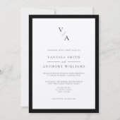 Moderne Monogram Black & Ecru Border Wedding Einladung (Vorderseite)