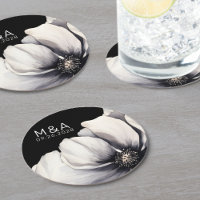 Moderne Monogram Black Floral Wedding