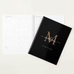 Moderne Monogram Black Gold Elegante Script Name Planer<br><div class="desc">Moderner Black Gold Monogram Eleganter Script Name Planner</div>