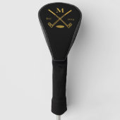 Moderne Monogram Black + Gold Foil Golf Head Cover Headcover (Vorderseite)