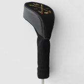 Moderne Monogram Black + Gold Foil Golf Head Cover Headcover (angewinkelt)