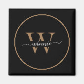 Moderne Monogram Black Gold Minimal Script Name Magnet (Vorne)