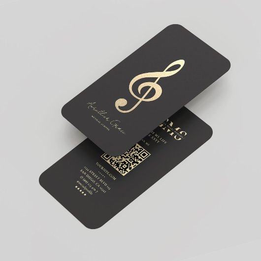 Moderne Monogram Black Gold Musical Note Visitenkarte